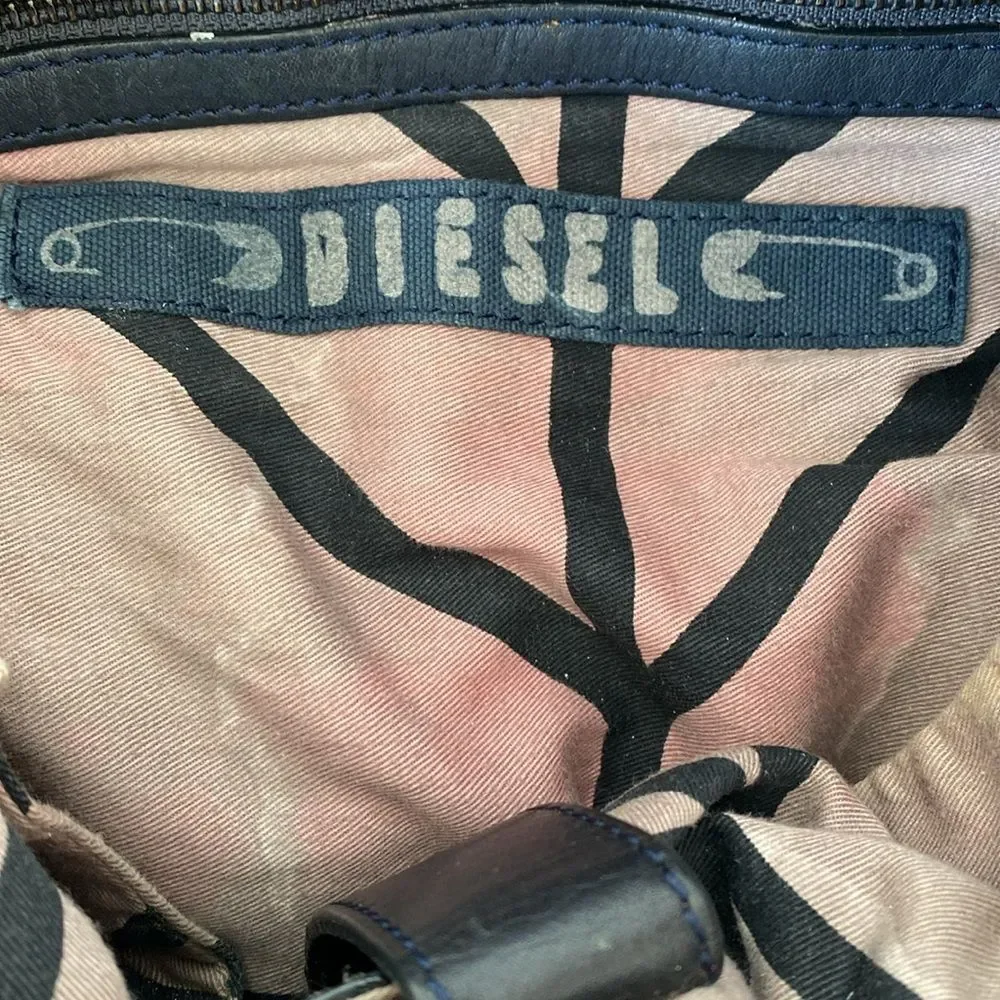 Rare VTG Diesel Dark Gray Leather and Canvas Large Bag Mixed Media Urban Street